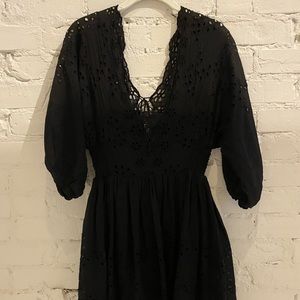 FREE PEOPLE BLACK EYELET DRESS